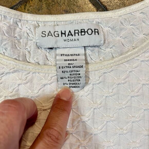 Sag Harbor Women’s White Textured Blouse 2X - Picture 9 of 12